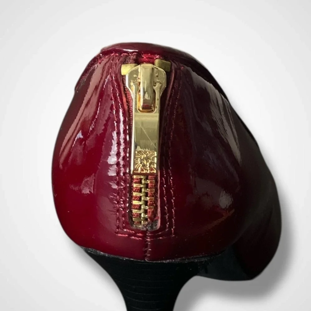 Anne Klein Pumps Womens Size 6.5 Burgundy Patent AKFALICIA iFlex Back‎ Zip Heels